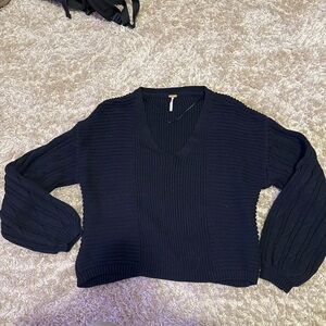 Free People Black V-Neck Sweater